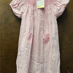 Pink Plaid Little Girls Smocked Dress